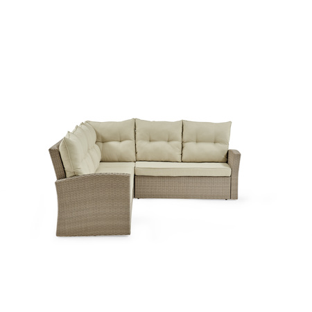 Alaterre Furniture Canaan Outdoor Wicker Corner Sectional Loveseat and Sofa with 57"L Coffee Table AWWC0134456CC